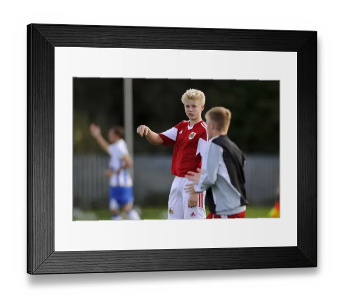 Framed Print : Young Footballers Gear Up: Bristol City vs Brighton & Hove Albion U18 Clash at SGS Wise Campus