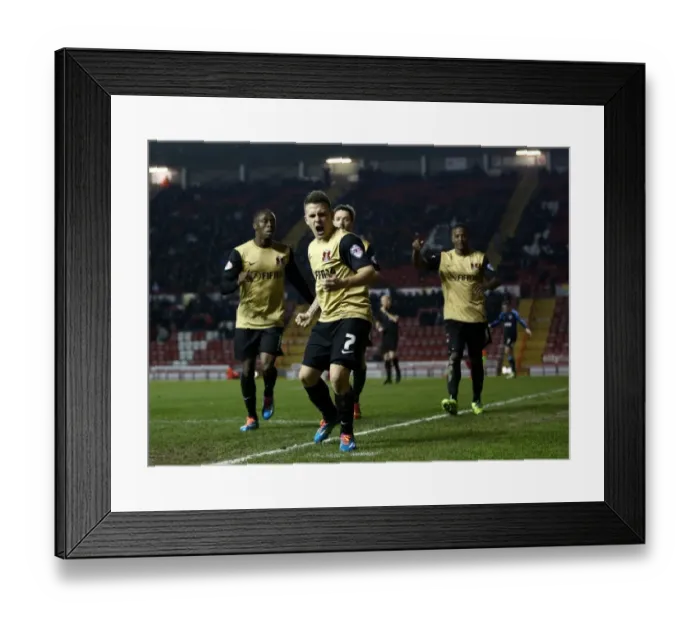 Framed Print : Dean Cox Celebrates Goal: Leyton Orient Leads 1-2 over Bristol City Framed Print : Dean Cox Celebrates Goal: Leyton Orient Leads 1-2 over Bristol City