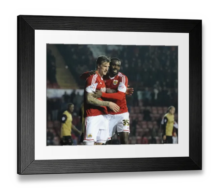 Framed Print : Bristol City Celebrate Sam Baldock's Goal Against Leyton Orient, 2013