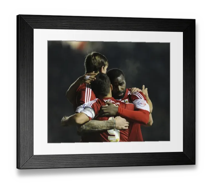 Framed Print : Bristol City Celebrates: Sam Baldock Scores the Winning Goal Against Leyton Orient (November 2013)