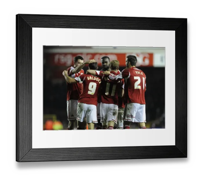 Framed Print : Bristol City Celebrates Own Goal by Leyton Orient: Sam Baldock Rejoices with Team Mates Framed Print : Bristol City Celebrates Own Goal by Leyton Orient: Sam Baldock Rejoices with Team Mates