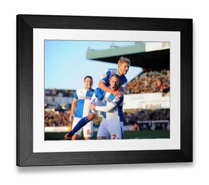 Framed Print : Bristol Rovers David Clarkson Celebrates Glory: Mitch Harding Joins In After Goal vs. AFC Wimbledon (2013)