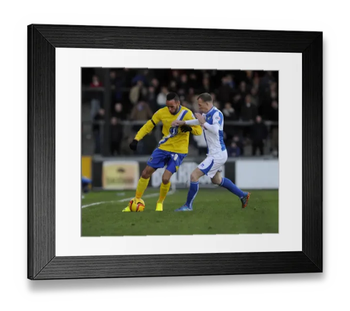Framed Print : Clash at Memorial Stadium: David Clarkson of Bristol Rovers Tackles Kaid Mohamed of AFC Wimbledon Framed Print : Clash at Memorial Stadium: David Clarkson of Bristol Rovers Tackles Kaid Mohamed of AFC Wimbledon