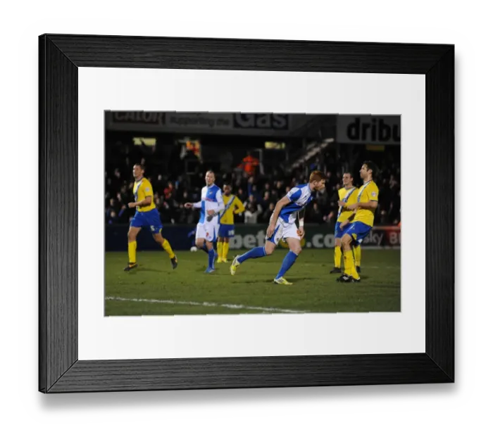 Framed Print : Matt Harrold's Goal Celebration: Bristol Rovers vs AFC Wimbledon, Sky Bet League Two, 2013 Framed Print : Matt Harrold's Goal Celebration: Bristol Rovers vs AFC Wimbledon, Sky Bet League Two, 2013