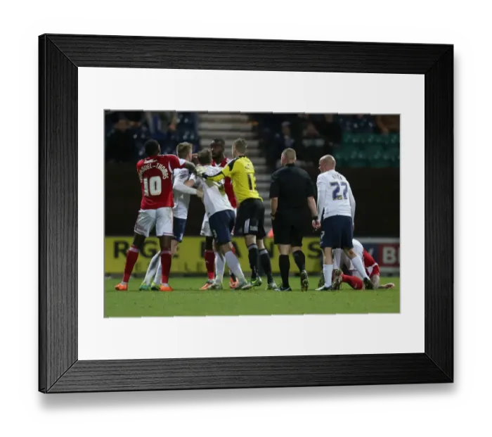 Framed Print : Brawl at Deepdale: Gallagher and Osborne Ejected in Intense Preston North End vs. Bristol City Clash Framed Print : Brawl at Deepdale: Gallagher and Osborne Ejected in Intense Preston North End vs. Bristol City Clash
