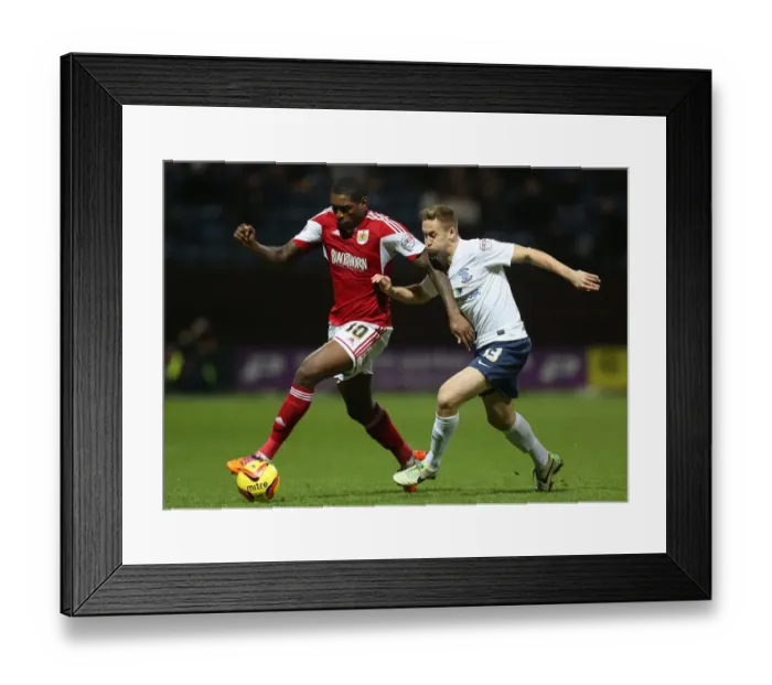 Framed Print : Jay Emmanuel-Thomas Beats Joel Byrom: Preston North End vs. Bristol City Football Clash, Sky Bet League One (November 2013)