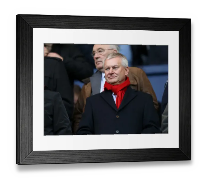 Framed Print : Steve Lansdown Amidst the Action: Chairman's Intense Focus at Preston North End's Deepdale (November 2013)