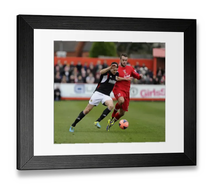 Framed Print : Brendan Moloney vs. Richard Peniket: A Football Rivalry at The Lamb Ground, Tamworth (FA Cup, 2013) Framed Print : Brendan Moloney vs. Richard Peniket: A Football Rivalry at The Lamb Ground, Tamworth (FA Cup, 2013)