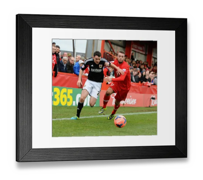 Framed Print : Bristol City's Brendan Moloney vs. Richard Peniket: A FA Cup Rivalry at The Lamb Ground Framed Print : Bristol City's Brendan Moloney vs. Richard Peniket: A FA Cup Rivalry at The Lamb Ground