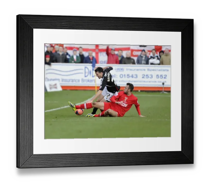 Framed Print : Brendan Moloney vs. Tony Capaldi: A Clash in the FA Cup Second Round at Tamworth's The Lamb Ground Framed Print : Brendan Moloney vs. Tony Capaldi: A Clash in the FA Cup Second Round at Tamworth's The Lamb Ground