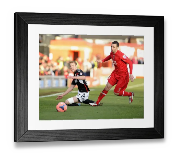 Framed Print : Bristol City's Scott Wagstaff Tackled by Tamworth's Tony Capaldi during FA Cup Match Framed Print : Bristol City's Scott Wagstaff Tackled by Tamworth's Tony Capaldi during FA Cup Match