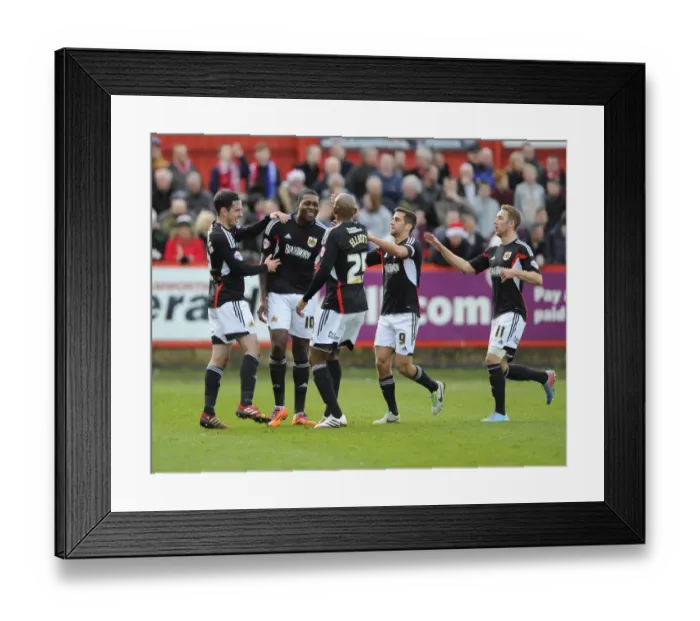 Framed Print : Bristol City: Jay Emmanuel-Thomas Scores and Celebrates with Team Mates in FA Cup Match Framed Print : Bristol City: Jay Emmanuel-Thomas Scores and Celebrates with Team Mates in FA Cup Match