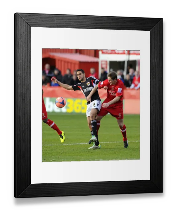 Framed Print : Battling for Supremacy: Sam Baldock vs. Lee Hildreth in Tamworth v Bristol City FA Cup Clash Framed Print : Battling for Supremacy: Sam Baldock vs. Lee Hildreth in Tamworth v Bristol City FA Cup Clash