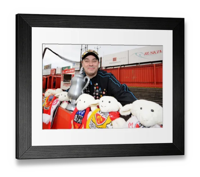 Framed Print : Fan Displays Lamb Symbol at Tamworth vs. Bristol City FA Cup Match, 2013 Framed Print : Fan Displays Lamb Symbol at Tamworth vs. Bristol City FA Cup Match, 2013