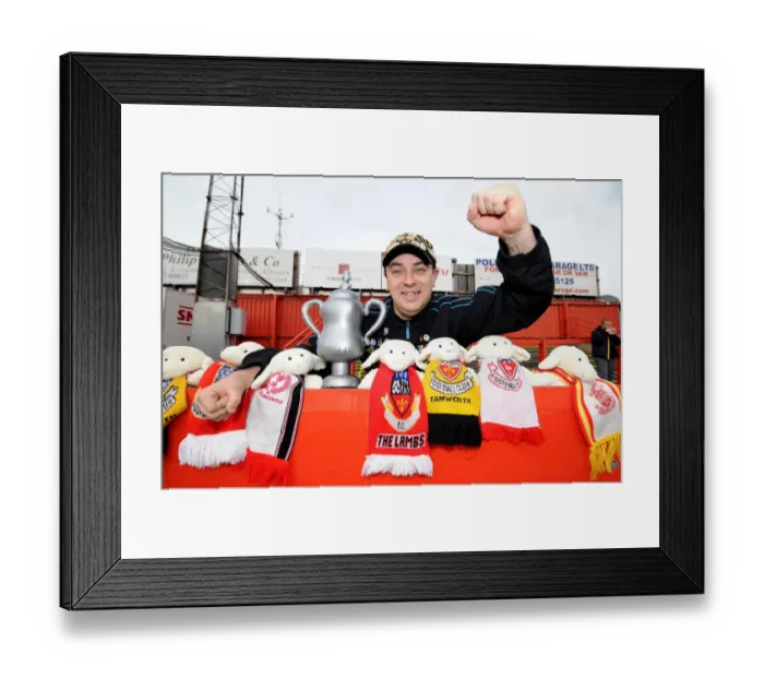 Framed Print : Fan's Passionate Display of Lamb Symbol at Tamworth vs. Bristol City FA Cup Match, 2013 Framed Print : Fan's Passionate Display of Lamb Symbol at Tamworth vs. Bristol City FA Cup Match, 2013