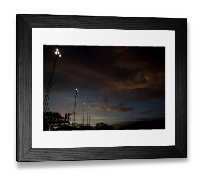 Framed Print : Sunset at The Lamb Ground: FA Cup Second Round Match between Tamworth and Bristol City