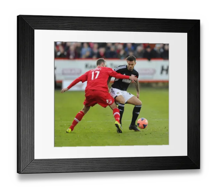 Framed Print : Maron Pack vs. Richard Peniket: Battle for the Ball in Tamworth v Bristol City FA Cup Match