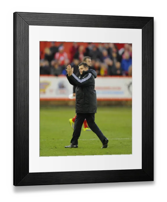 Framed Print : Steve Cotterill Appreciates Bristol City Fans after FA Cup Victory over Tamworth Framed Print : Steve Cotterill Appreciates Bristol City Fans after FA Cup Victory over Tamworth