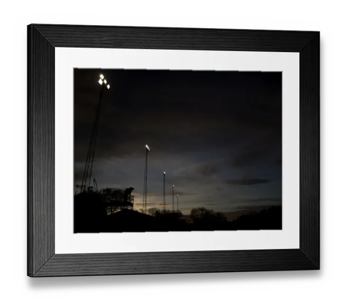 Framed Print : FA Cup Sunset: ITV Cameraman and Floodlights at Tamworth's The Lamb Ground Framed Print : FA Cup Sunset: ITV Cameraman and Floodlights at Tamworth's The Lamb Ground