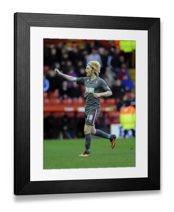 Framed Print : Thrilling Moment: Ben Pringle's Goal Celebration for Rotherham United in Sky Bet League One Clash against Bristol City (December 14, 2013)