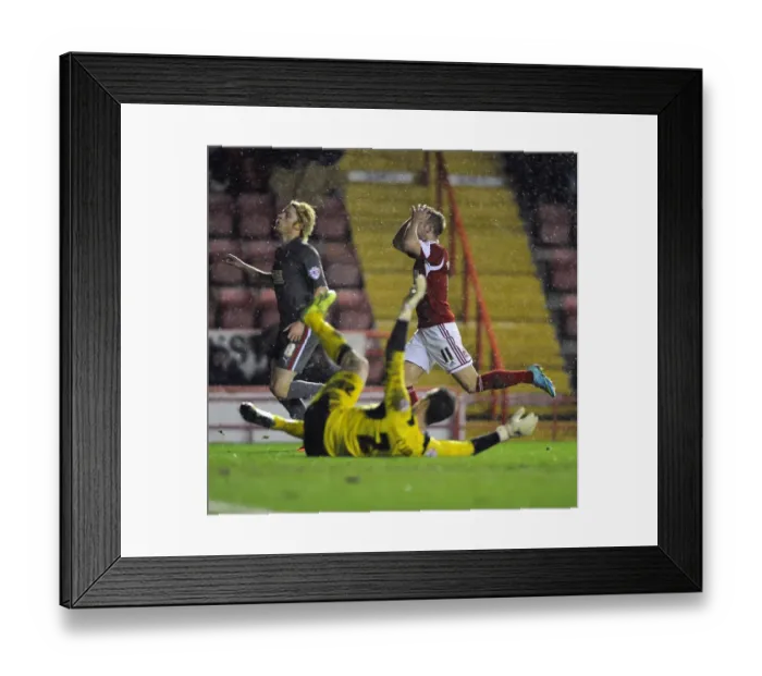 Framed Print : Bristol City's Scott Wagstaff Denied by Rotherham Goalkeeper Framed Print : Bristol City's Scott Wagstaff Denied by Rotherham Goalkeeper