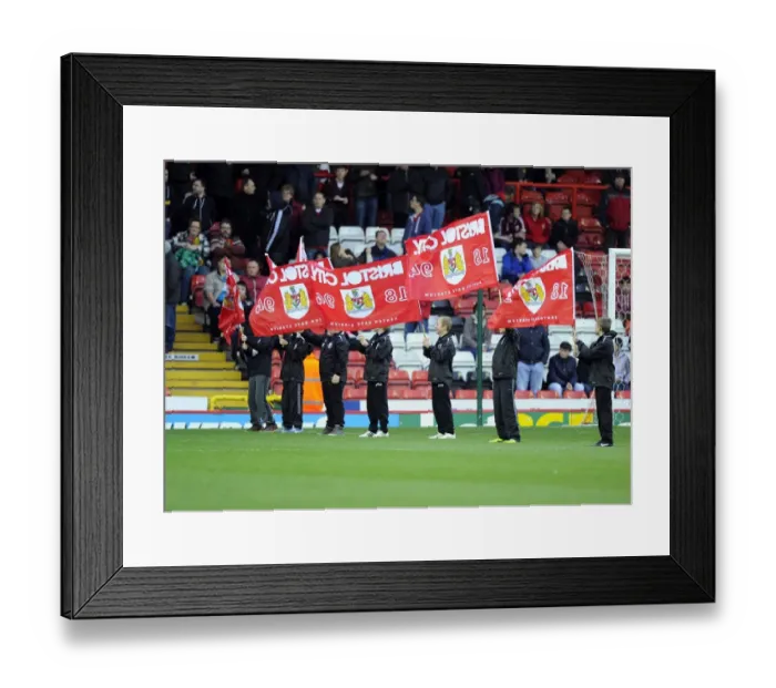 Framed Print : Flag-Waving Frenzy: Bristol City Fans at Ashton Gate during Sky Bet League One Match against Rotherham United (December 14, 2013) Framed Print : Flag-Waving Frenzy: Bristol City Fans at Ashton Gate during Sky Bet League One Match against Rotherham United (December 14, 2013)