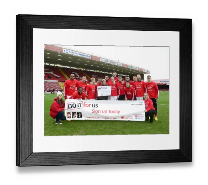 Framed Print : Bristol City Footballers Promote Blood Donation at Ashton Gate During Rotherham United Match Framed Print : Bristol City Footballers Promote Blood Donation at Ashton Gate During Rotherham United Match