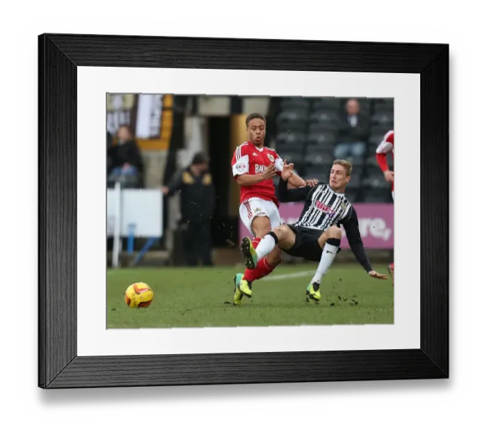 Framed Print : Bobby Reid Tackles Gary Liddle in Notts County vs. Bristol City Football Match, December 2013 Framed Print : Bobby Reid Tackles Gary Liddle in Notts County vs. Bristol City Football Match, December 2013