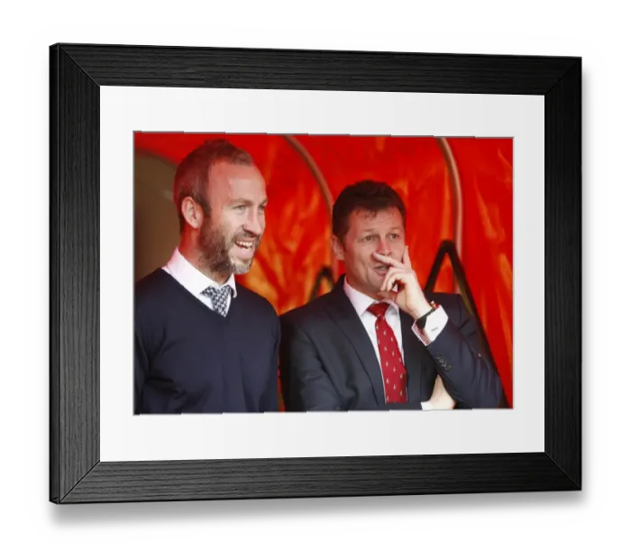 Framed Print : Steve Cotterill and Shaun Derry Pre-Match Chat: Notts County vs. Bristol City, 2013