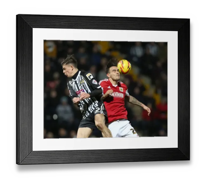Framed Print : Maron Pack vs Jack Grealish: Aerial Battle in Notts County vs Bristol City Football Match, December 2013 Framed Print : Maron Pack vs Jack Grealish: Aerial Battle in Notts County vs Bristol City Football Match, December 2013