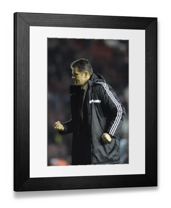 Framed Print : Steve Cotterill's Triumph: Celebrating Bristol City's Win Against Walsall (December 2013) Framed Print : Steve Cotterill's Triumph: Celebrating Bristol City's Win Against Walsall (December 2013)