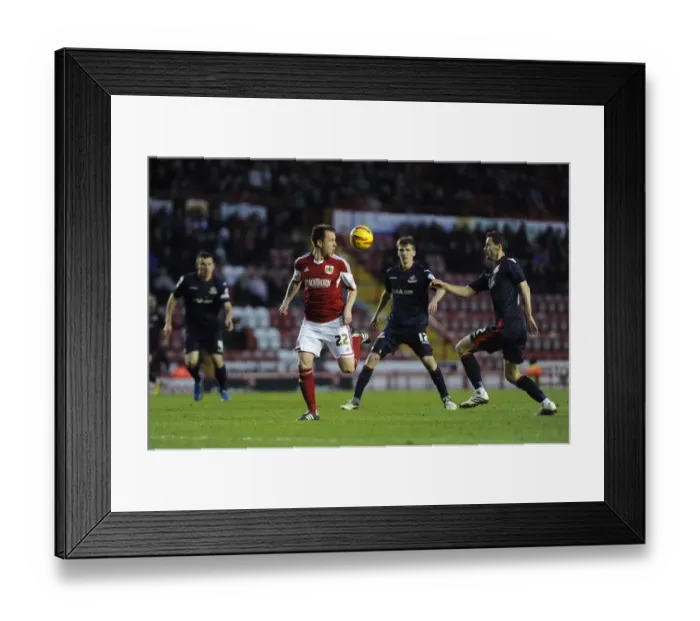 Framed Print : Bristol City's Nicky Shorey Faces Pressure at Ashton Gate during Bristol City v Walsall Football Match, December 2013 Framed Print : Bristol City's Nicky Shorey Faces Pressure at Ashton Gate during Bristol City v Walsall Football Match, December 2013