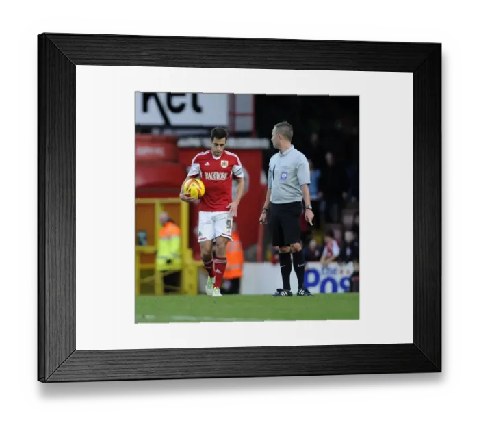 Framed Print : Bristol City's Sam Baldock Readies for Penalty Kick during Bristol City v Walsall Football Match, Ashton Gate, 2013