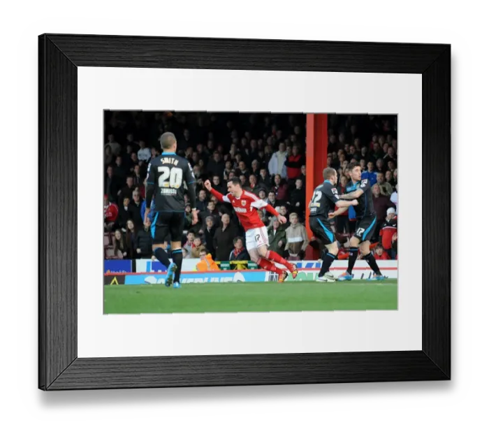 Framed Print : Bristol City's Greg Cunningham Scores Thrilling Goal Against Stevenage in Sky Bet League One Framed Print : Bristol City's Greg Cunningham Scores Thrilling Goal Against Stevenage in Sky Bet League One
