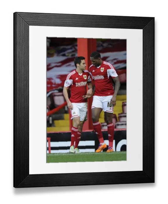 Framed Print : Bristol City: Sam Baldock's Goal Celebration with Jay Emmanuel-Thomas (vs. Stevenage, 12 / 29 / 2013)