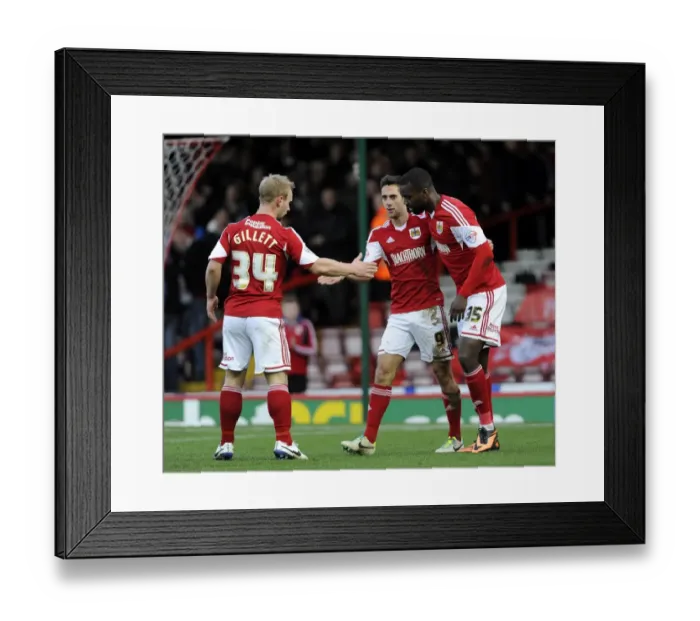 Framed Print : Bristol City's Sam Baldock Scores the Decisive Goal Against Stevenage (December 2013)