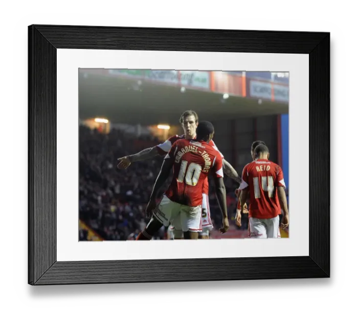 Framed Print : Bristol City's Jay Emmanuel-Thomas and Aden Flint Celebrate Goal Against Stevenage, Sky Bet League One, December 2013 Framed Print : Bristol City's Jay Emmanuel-Thomas and Aden Flint Celebrate Goal Against Stevenage, Sky Bet League One, December 2013