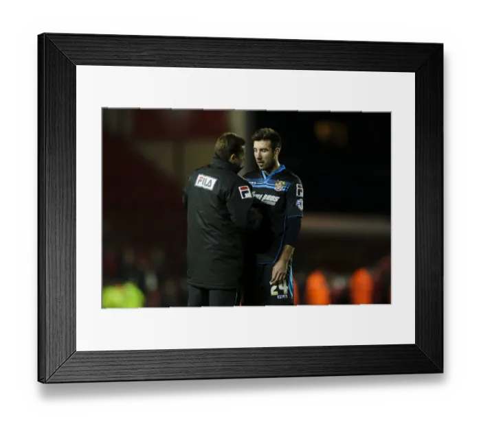 Framed Print : Dejected Michael Doughty and Graham Westley of Stevenage After 4-1 Loss Against Bristol City Framed Print : Dejected Michael Doughty and Graham Westley of Stevenage After 4-1 Loss Against Bristol City