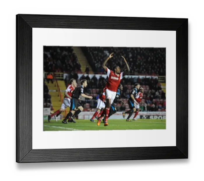 Framed Print : Jay Emmanuel-Thomas's Near Hat-Trick: Tense Moment at Ashton Gate, Bristol City vs Stevenage (December 2013)