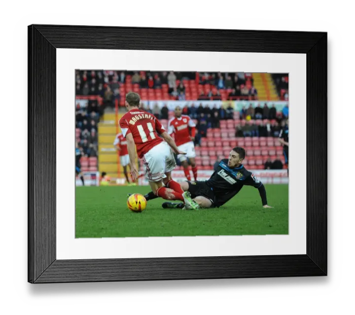 Framed Print : Bristol City vs Stevenage: Wagstaff Tackled in Sky Bet League One Clash Framed Print : Bristol City vs Stevenage: Wagstaff Tackled in Sky Bet League One Clash