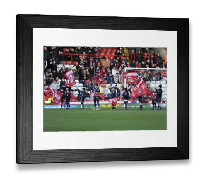 Framed Print : Bristol City vs. Stevenage: Flag Bearers at Ashton Gate, Sky Bet League One (December 2013)