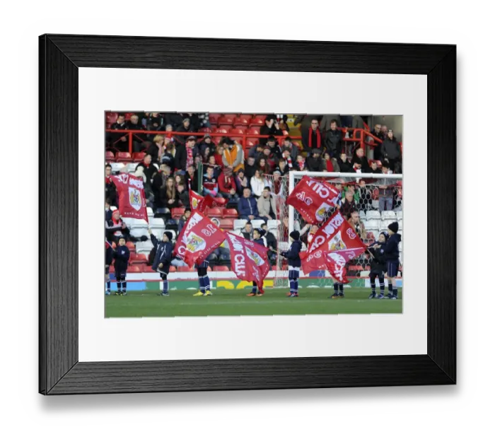 Framed Print : Bristol City Flag Bearers: Ashton Gate Stadium, Sky Bet League One Match Against Stevenage (December 2013) Framed Print : Bristol City Flag Bearers: Ashton Gate Stadium, Sky Bet League One Match Against Stevenage (December 2013)