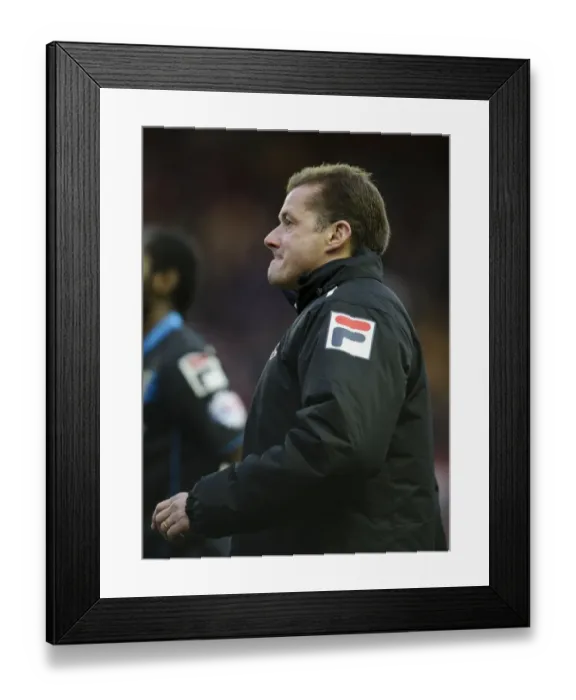Framed Print : Graham Westley Ponders Over Stevenage's First-Half Deficit Against Bristol City Framed Print : Graham Westley Ponders Over Stevenage's First-Half Deficit Against Bristol City