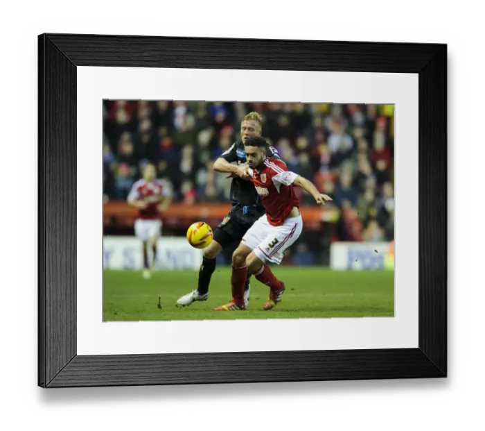 Framed Print : Bristol City vs Stevenage: Intense Moment as Derrick Williams and Jordan Burrow Clash in Sky Bet League One Match