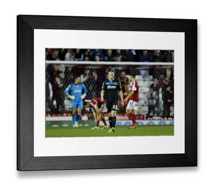 Framed Print : Jay Emmanuel-Thomas Scores: Dejected Stevenage Defender David Gray Framed Print : Jay Emmanuel-Thomas Scores: Dejected Stevenage Defender David Gray