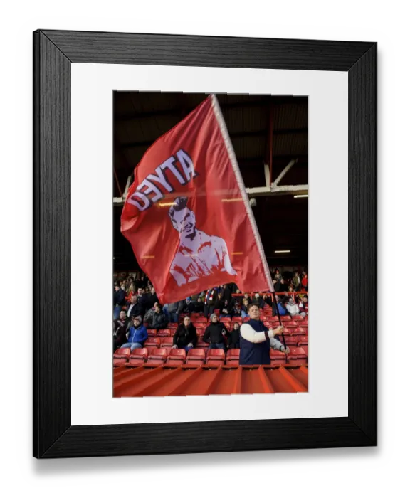 Framed Print : Bristol City Fan Waves Atyeo Flag at Ashton Gate before Stevenage Match, Sky Bet League One Framed Print : Bristol City Fan Waves Atyeo Flag at Ashton Gate before Stevenage Match, Sky Bet League One
