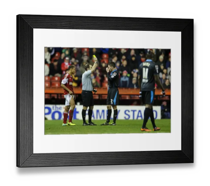 Framed Print : Bristol City vs Stevenage: Sam Wedgbury Shown Yellow Card in Sky Bet League One Clash Framed Print : Bristol City vs Stevenage: Sam Wedgbury Shown Yellow Card in Sky Bet League One Clash