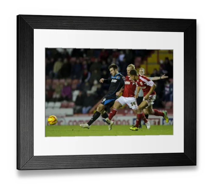 Framed Print : Bristol City vs Stevenage: Intense Midfield Battle Between Doughty and Gillett
