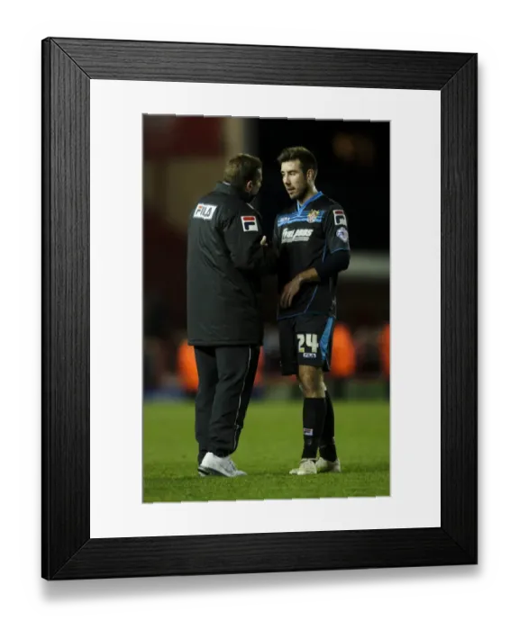 Framed Print : Dejected Michael Doughty and Graham Westley: Stevenage's Disappointed Reaction to Bristol City's 4-1 Victory Framed Print : Dejected Michael Doughty and Graham Westley: Stevenage's Disappointed Reaction to Bristol City's 4-1 Victory