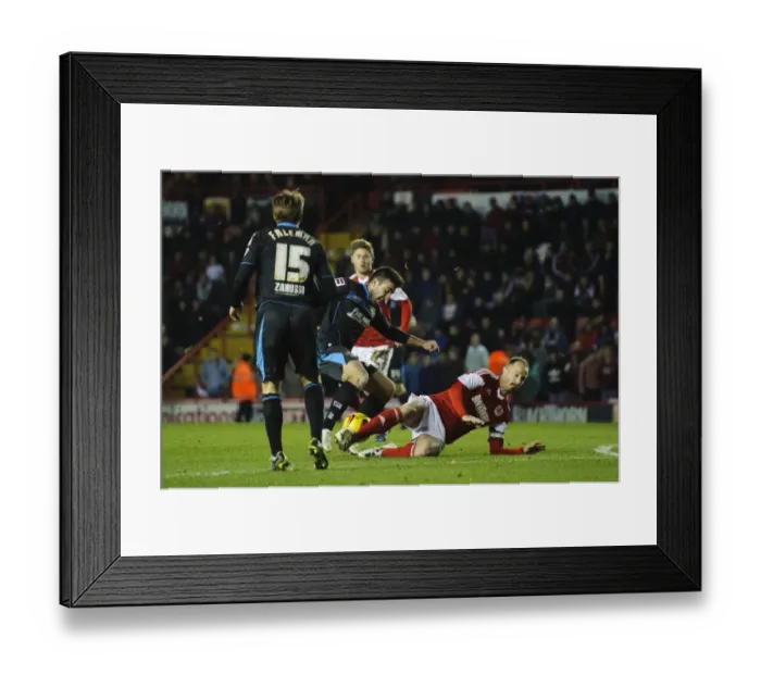 Framed Print : Bristol City vs Stevenage: Intense Clash between Michael Doughty and Louis Carey